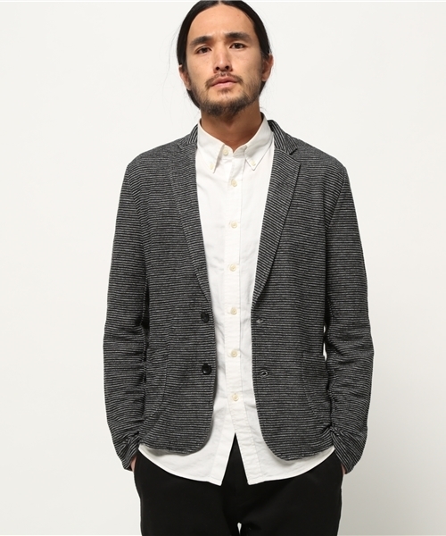 VENCEEXCHANGE(ヴァンスエクスチェンジ)の「Wフェイスボーダーテーラードジャケット(テーラードジャケット・メンズ・グレー/ブラック・SMALL/LARGE/MEDIUM)」の5枚目の写真