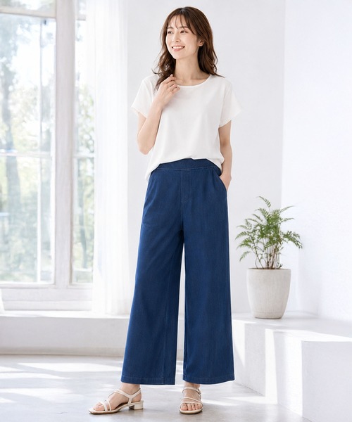 ヒヤロン(ヒヤロン)の「【着るヒヤロン】 レディース冷感ツイルワイドパンツ 持続冷感 ストレッチ(その他パンツ・レディース・ベージュ/ブルー/ブラック/ネイビー・L/M/LL)」の6枚目の写真