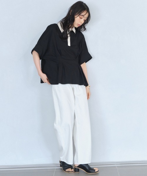 Anclear oui(アンクリアウィ)の「マルチBDラガーTee(ポロシャツ・レディース・ブラウン系その他/アイボリー/ブラック/ブラック×グレー・F)」の18枚目の写真