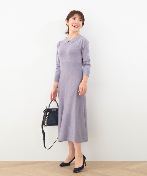 Liala×PG(リアラバイピージー)の「襟付き ニット ワンピース Liala×PG(ワンピース・レディース・ラベンダー・M/L)」の1枚目の写真