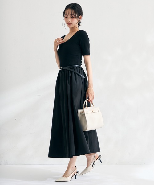 MISCH MASCH(ミッシュマッシュ)の「2026春夏新作 ベルト付きドッキングワンピース(ワンピース・レディース・ブラック/ベージュ・フリ-)」の13枚目の写真