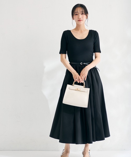 MISCH MASCH(ミッシュマッシュ)の「2026春夏新作 ベルト付きドッキングワンピース(ワンピース・レディース・ブラック/ベージュ・フリ-)」の9枚目の写真