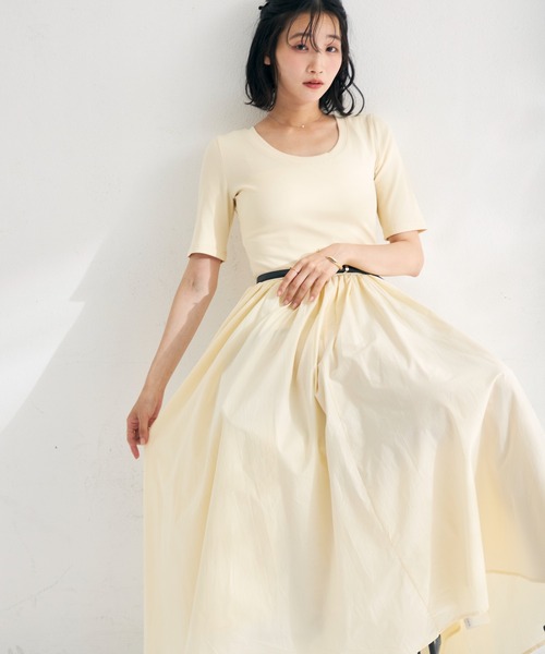 MISCH MASCH(ミッシュマッシュ)の「2026春夏新作 ベルト付きドッキングワンピース(ワンピース・レディース・ブラック/ベージュ・フリ-)」の19枚目の写真