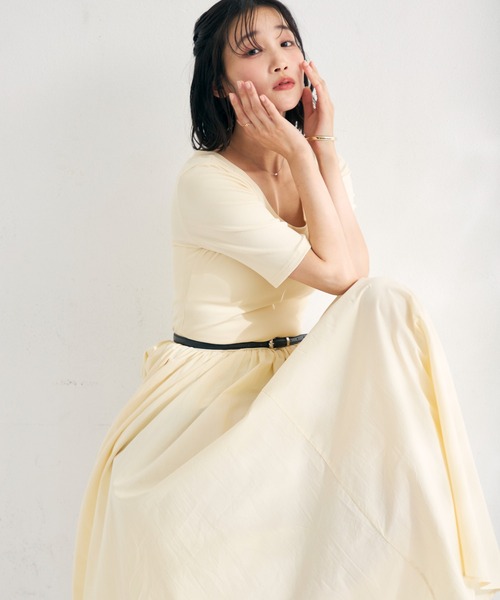 MISCH MASCH(ミッシュマッシュ)の「2026春夏新作 ベルト付きドッキングワンピース(ワンピース・レディース・ブラック/ベージュ・フリ-)」の20枚目の写真