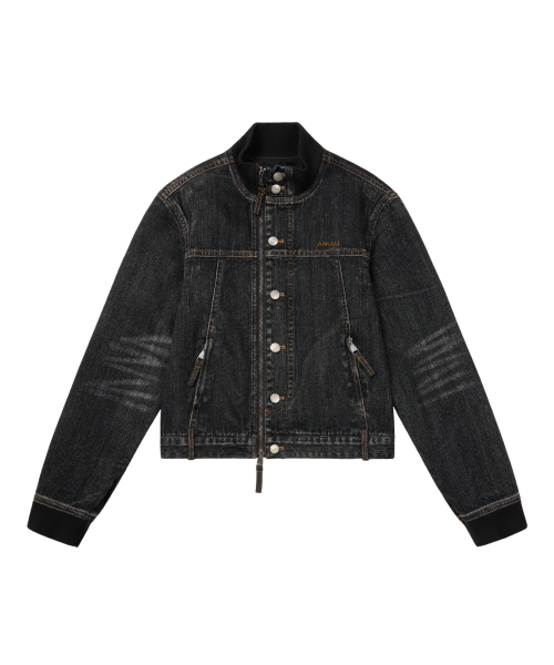 AAKAM(アーカム)の「Ribbed Denim Zip-Up Jacket (Black)(デニムジャケット・レディース・その他・1/2)」の1枚目の写真