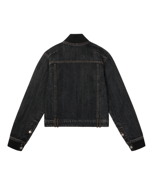 AAKAM(アーカム)の「Ribbed Denim Zip-Up Jacket (Black)(デニムジャケット・レディース・その他・1/2)」の2枚目の写真