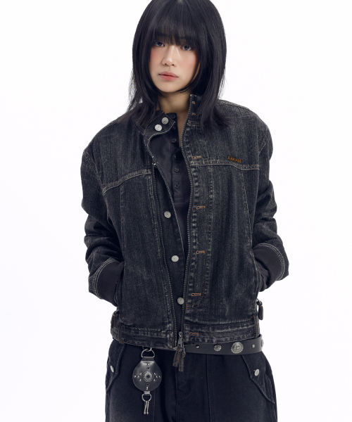 AAKAM(アーカム)の「Ribbed Denim Zip-Up Jacket (Black)(デニムジャケット・レディース・その他・1/2)」の4枚目の写真