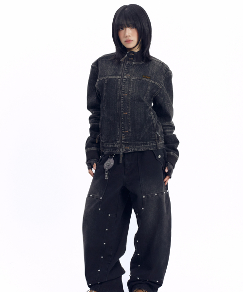 AAKAM(アーカム)の「Ribbed Denim Zip-Up Jacket (Black)(デニムジャケット・レディース・その他・1/2)」の5枚目の写真