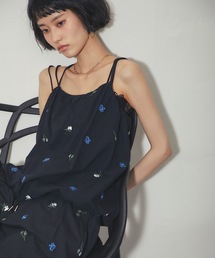 配色刺繍ローンバルーンキャミ