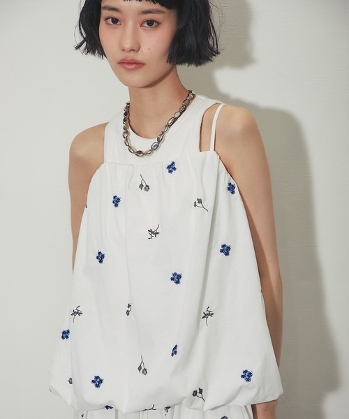 ANOTHER S(アナザーエス)の「配色刺繍ローンバルーンキャミ(シャツ/ブラウス・レディース・ブラック/オフホワイト・FREE)」の19枚目の写真