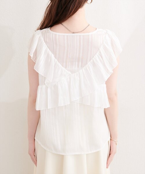 natural couture(ナチュラルクチュール)の「スキッパーフリルブラウス(シャツ/ブラウス・レディース・ブルー/ピンク/ブラック/オフホワイト/ミント・FREE)」の13枚目の写真