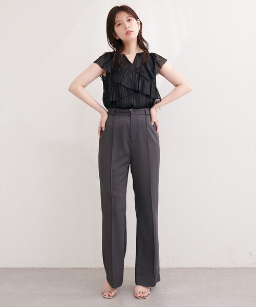 natural couture(ナチュラルクチュール)の「スキッパーフリルブラウス(シャツ/ブラウス・レディース・ブルー/ピンク/ブラック/オフホワイト/ミント・FREE)」の21枚目の写真