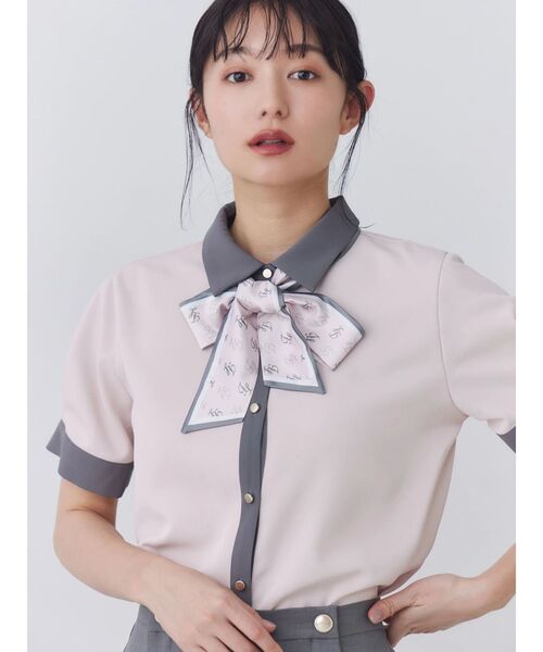 TONAL(トーナル)の「スカーフタイハーフスリーブシャツ(シャツ/ブラウス・レディース・ピンク/ベージュ/ネイビー/オフホワイト・MEDIUM)」の10枚目の写真