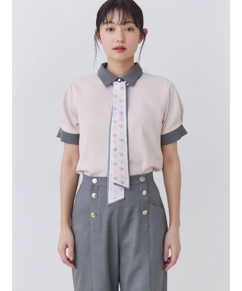 TONAL(トーナル)の「スカーフタイハーフスリーブシャツ(シャツ/ブラウス・レディース・ピンク/ベージュ/ネイビー/オフホワイト・MEDIUM)」の11枚目の写真