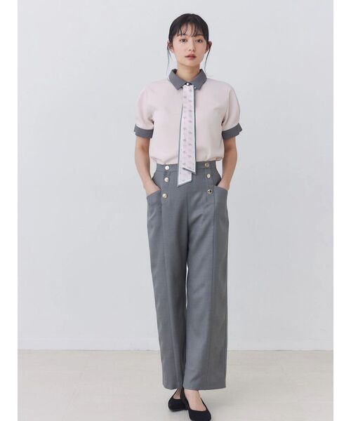 TONAL(トーナル)の「スカーフタイハーフスリーブシャツ(シャツ/ブラウス・レディース・ピンク/ベージュ/ネイビー/オフホワイト・MEDIUM)」の13枚目の写真