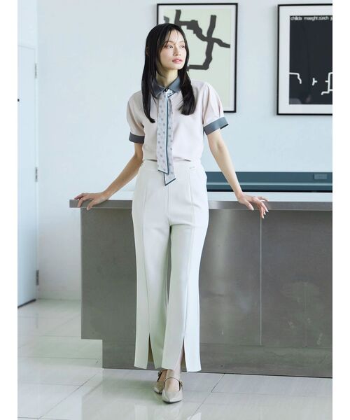 TONAL(トーナル)の「スカーフタイハーフスリーブシャツ(シャツ/ブラウス・レディース・ピンク/ベージュ/ネイビー/オフホワイト・MEDIUM)」の18枚目の写真