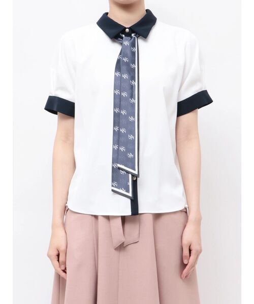 TONAL(トーナル)の「スカーフタイハーフスリーブシャツ(シャツ/ブラウス・レディース・ピンク/ベージュ/ネイビー/オフホワイト・MEDIUM)」の19枚目の写真