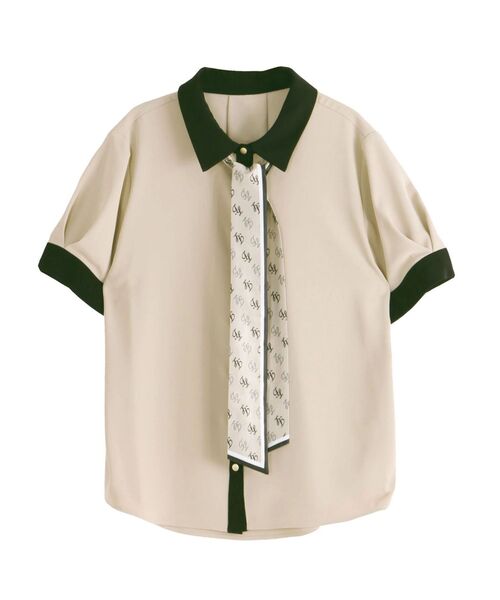 TONAL(トーナル)の「スカーフタイハーフスリーブシャツ(シャツ/ブラウス・レディース・ピンク/ベージュ/ネイビー/オフホワイト・MEDIUM)」の8枚目の写真