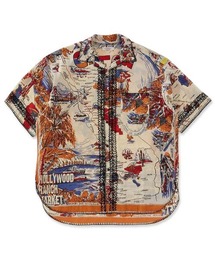 BINDU ・ HOLLYWOOD RANCH MARKET /CALIFORNIA MAP オープンカラー Tシャツ