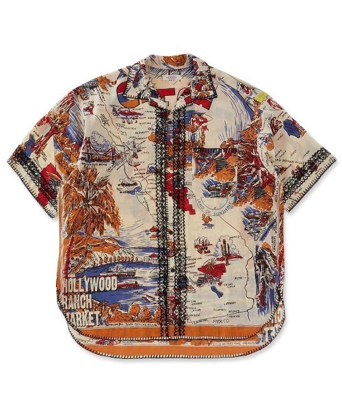 HOLLYWOOD RANCH MARKET(ハリウッドランチマーケット)の「BINDU ・ HOLLYWOOD RANCH MARKET /CALIFORNIA MAP オープンカラー Tシャツ(シャツ/ブラウス・メンズ・その他・L/M/S)」の1枚目の写真