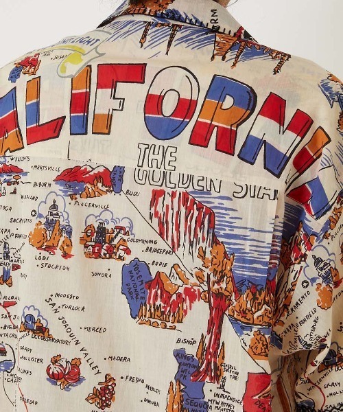 HOLLYWOOD RANCH MARKET(ハリウッドランチマーケット)の「BINDU ・ HOLLYWOOD RANCH MARKET /CALIFORNIA MAP オープンカラー Tシャツ(シャツ/ブラウス・メンズ・その他・L/M/S)」の4枚目の写真