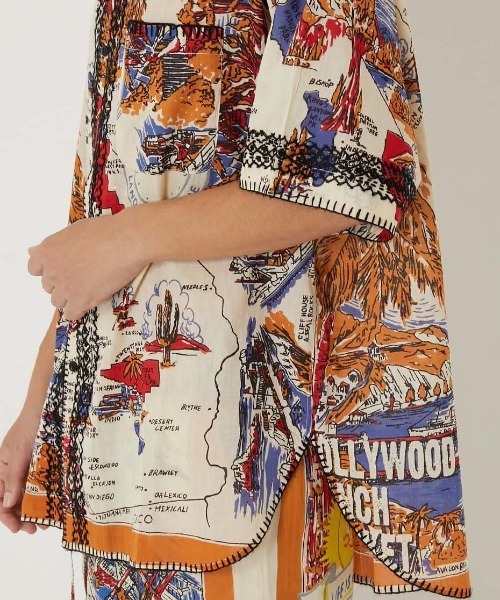 HOLLYWOOD RANCH MARKET(ハリウッドランチマーケット)の「BINDU ・ HOLLYWOOD RANCH MARKET /CALIFORNIA MAP オープンカラー Tシャツ(シャツ/ブラウス・メンズ・その他・L/M/S)」の3枚目の写真