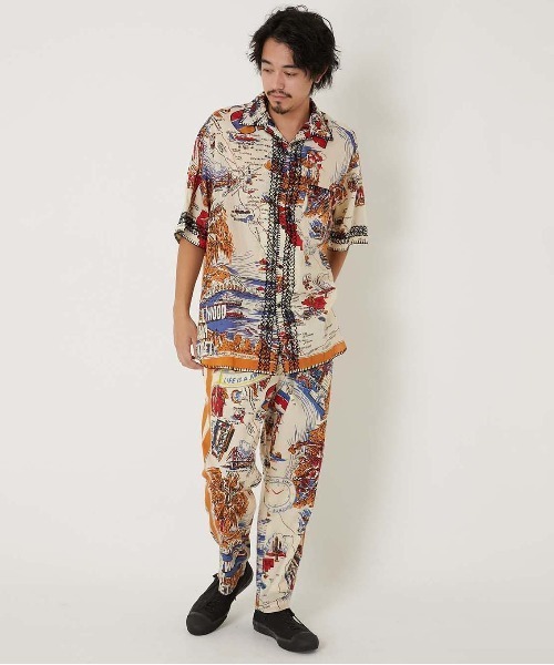 HOLLYWOOD RANCH MARKET(ハリウッドランチマーケット)の「BINDU ・ HOLLYWOOD RANCH MARKET /CALIFORNIA MAP オープンカラー Tシャツ(シャツ/ブラウス・メンズ・その他・L/M/S)」の2枚目の写真