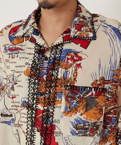 HOLLYWOOD RANCH MARKET(ハリウッドランチマーケット)の「BINDU ・ HOLLYWOOD RANCH MARKET /CALIFORNIA MAP オープンカラー Tシャツ(シャツ/ブラウス・メンズ・その他・L/M/S)」の5枚目の写真
