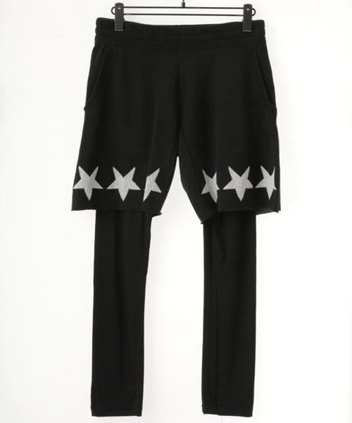 NO ID.(ノーアイディ)の「mp4180-CニットペンタグラムJQレイヤードハーフPT パンツ(その他パンツ・メンズ・アイボリー/ブラック・2/1)」の3枚目の写真