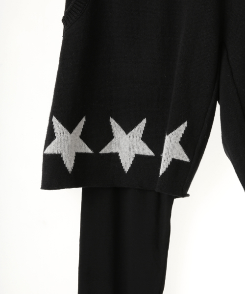 NO ID.(ノーアイディ)の「mp4180-CニットペンタグラムJQレイヤードハーフPT パンツ(その他パンツ・メンズ・アイボリー/ブラック・2/1)」の4枚目の写真