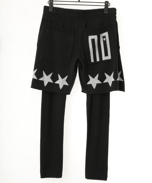 NO ID.(ノーアイディ)の「mp4180-CニットペンタグラムJQレイヤードハーフPT パンツ(その他パンツ・メンズ・アイボリー/ブラック・2/1)」の5枚目の写真