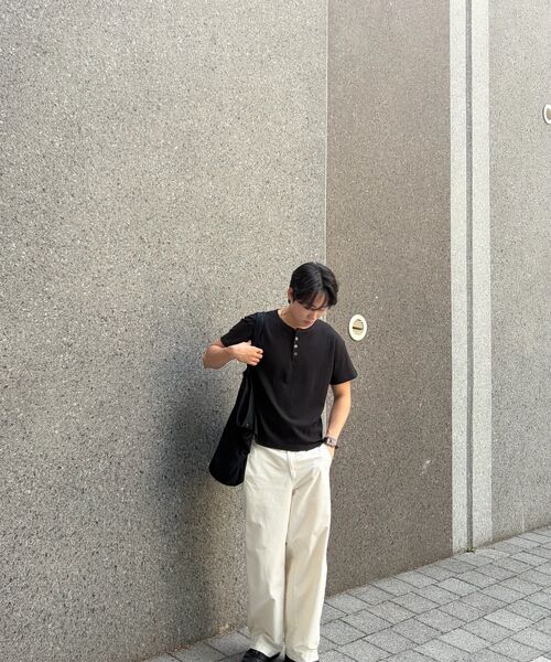 EXCONTAINER(エックスコンテナ)の「ヘンリーネックワッフルハーフスリーブ(ブラック)(Tシャツ/カットソー・メンズ・その他・MEDIUM/LARGE/X-LARGE)」の10枚目の写真