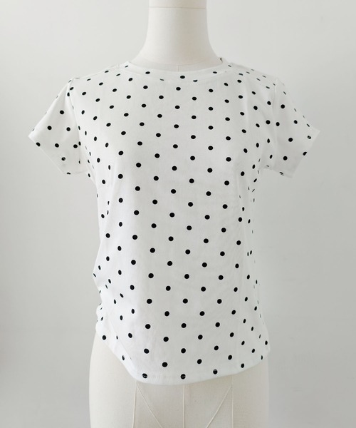 aimoha(アイモハ)の「ドット柄半袖Tシャツ(Tシャツ/カットソー・レディース・ブラック/ホワイト・M)」の11枚目の写真