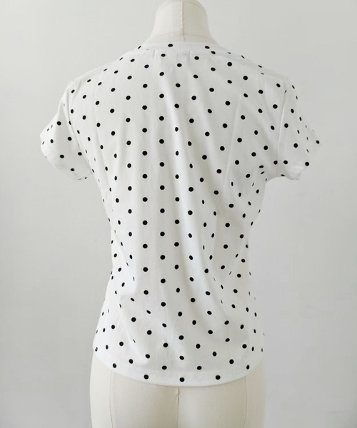 aimoha(アイモハ)の「ドット柄半袖Tシャツ(Tシャツ/カットソー・レディース・ブラック/ホワイト・M)」の9枚目の写真