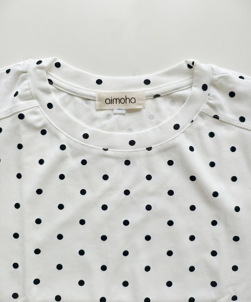 aimoha(アイモハ)の「ドット柄半袖Tシャツ(Tシャツ/カットソー・レディース・ブラック/ホワイト・M)」の5枚目の写真