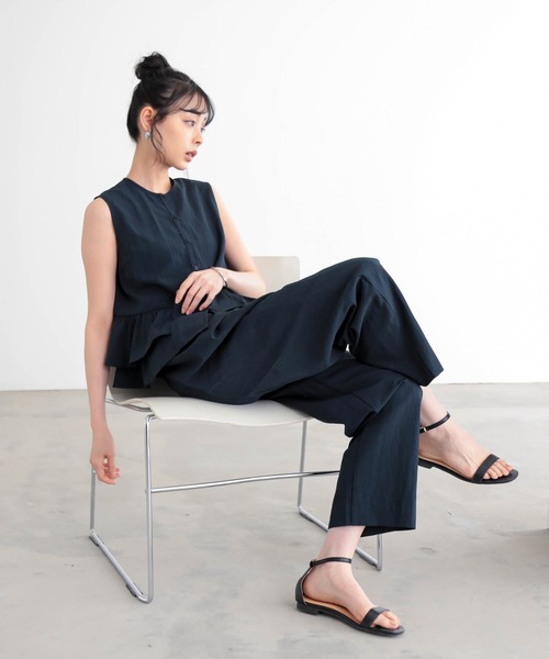 for/c（フォーシー）の「[低身長/高身長向けサイズ有]ひんやり軽やかストレートパンツ【サスティナブル】（その他パンツ・レディース・ブラック/ネイビー・PM/TM/LL/L/M）」の17枚目の写真