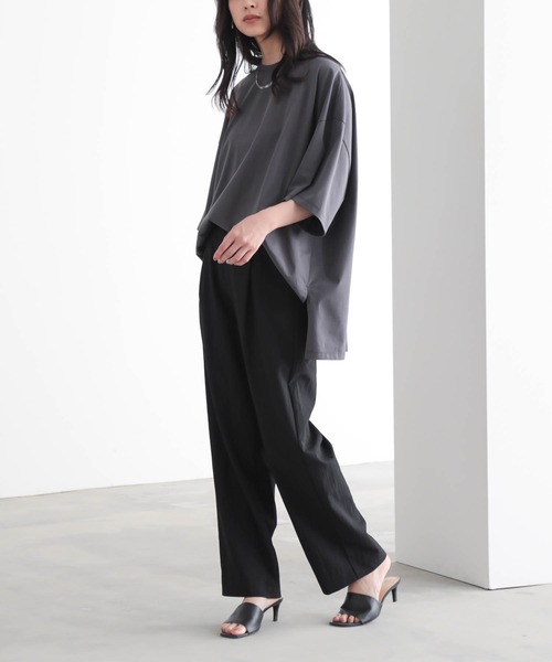 for/c（フォーシー）の「[低身長/高身長向けサイズ有]ひんやり軽やかストレートパンツ【サスティナブル】（その他パンツ・レディース・ブラック/ネイビー・PM/TM/LL/L/M）」の10枚目の写真