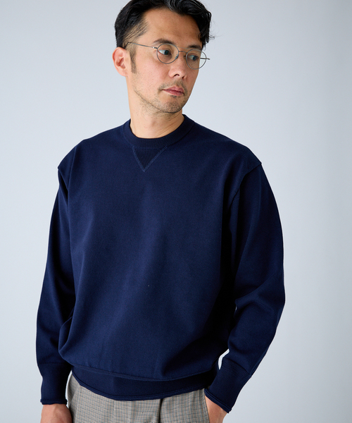 EDIFICE(エディフィス)の「《EDIFICE by PIPPIOLINO》コットン プレーディング クルーネック(スウェット・メンズ・ネイビー/ブラウン/ピンク/イエロー/アイボリー・MEDIUM/LARGE)」の3枚目の写真
