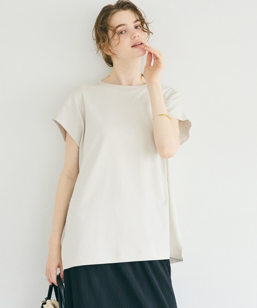coca(coca)(コカ)の「【伊藤千晃様着用】接触冷感フレンチスリーブオーバーTシャツ(Tシャツ/カットソー・レディース・ブラック/ライトグレー・L/M/S)」の2枚目の写真