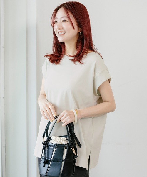 coca(coca)(コカ)の「【伊藤千晃様着用】接触冷感フレンチスリーブオーバーTシャツ(Tシャツ/カットソー・レディース・ブラック/ライトグレー・L/M/S)」の7枚目の写真