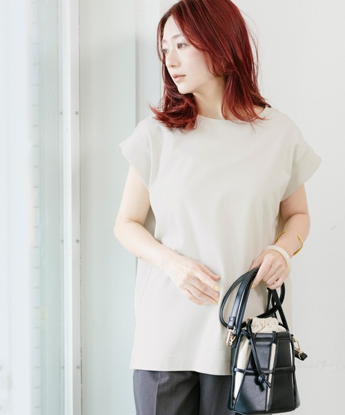 coca(coca)(コカ)の「【伊藤千晃様着用】接触冷感フレンチスリーブオーバーTシャツ(Tシャツ/カットソー・レディース・ブラック/ライトグレー・L/M/S)」の8枚目の写真