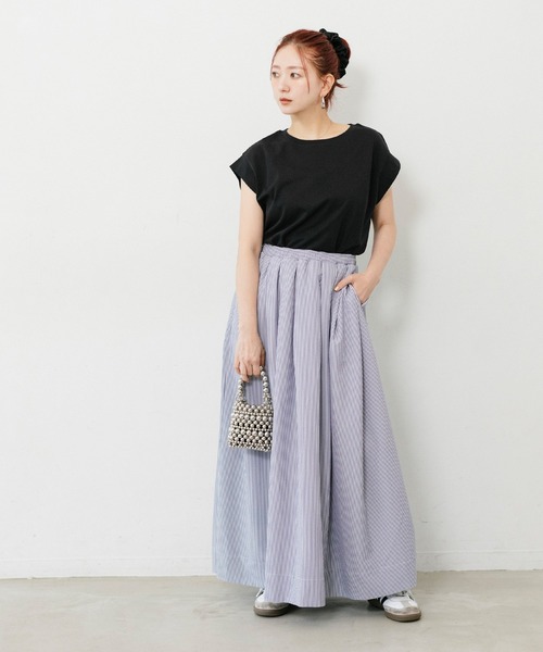coca(coca)(コカ)の「【伊藤千晃様着用】接触冷感フレンチスリーブオーバーTシャツ(Tシャツ/カットソー・レディース・ブラック/ライトグレー・L/M/S)」の16枚目の写真
