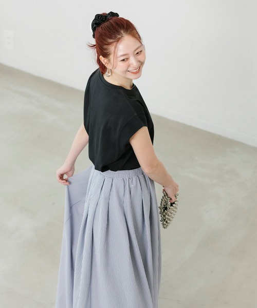 coca(coca)(コカ)の「【伊藤千晃様着用】接触冷感フレンチスリーブオーバーTシャツ(Tシャツ/カットソー・レディース・ブラック/ライトグレー・L/M/S)」の18枚目の写真