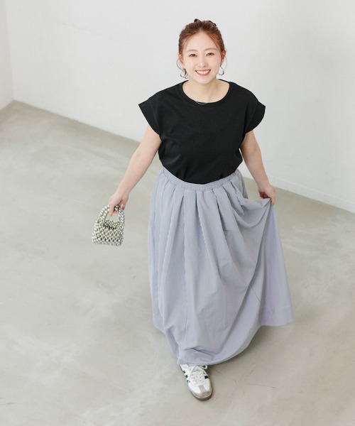 coca(coca)(コカ)の「【伊藤千晃様着用】接触冷感フレンチスリーブオーバーTシャツ(Tシャツ/カットソー・レディース・ブラック/ライトグレー・L/M/S)」の20枚目の写真