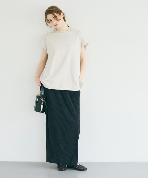 coca(coca)(コカ)の「【伊藤千晃様着用】接触冷感フレンチスリーブオーバーTシャツ(Tシャツ/カットソー・レディース・ブラック/ライトグレー・L/M/S)」の10枚目の写真