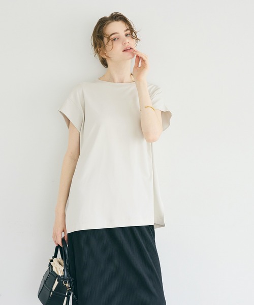 coca(coca)(コカ)の「【伊藤千晃様着用】接触冷感フレンチスリーブオーバーTシャツ(Tシャツ/カットソー・レディース・ブラック/ライトグレー・L/M/S)」の13枚目の写真