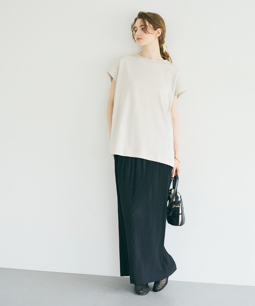 coca(coca)(コカ)の「【伊藤千晃様着用】接触冷感フレンチスリーブオーバーTシャツ(Tシャツ/カットソー・レディース・ブラック/ライトグレー・L/M/S)」の14枚目の写真