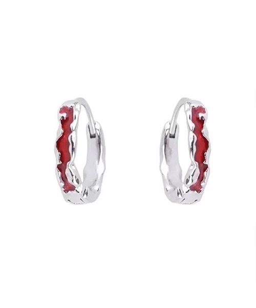 WARAIJOGO(ワライジョウゴ)の「【WARAIJOGO】EK440/レッドワンポイントフープリングピアス/メンズ/両耳用(NEZ)(ピアス(両耳用)・メンズ・シルバー・FREE)」の5枚目の写真