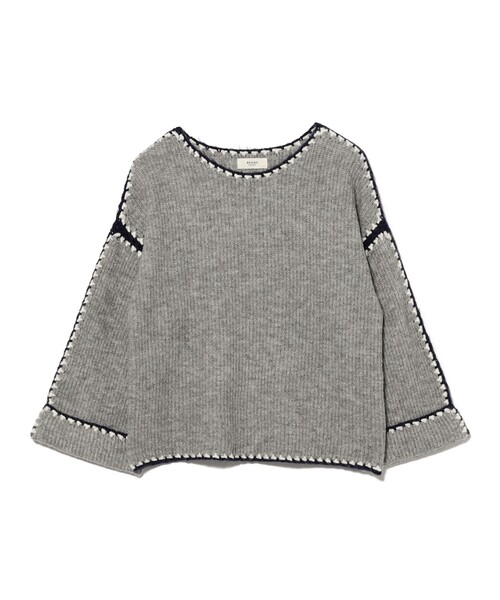 BEAMS HEART（ビームスハート）の「ハンドステッチ ニット プルオーバー（ニット/セーター・レディース・ネイビー/ホワイト系その他5/ライトグレー・FREE）」の3枚目の写真