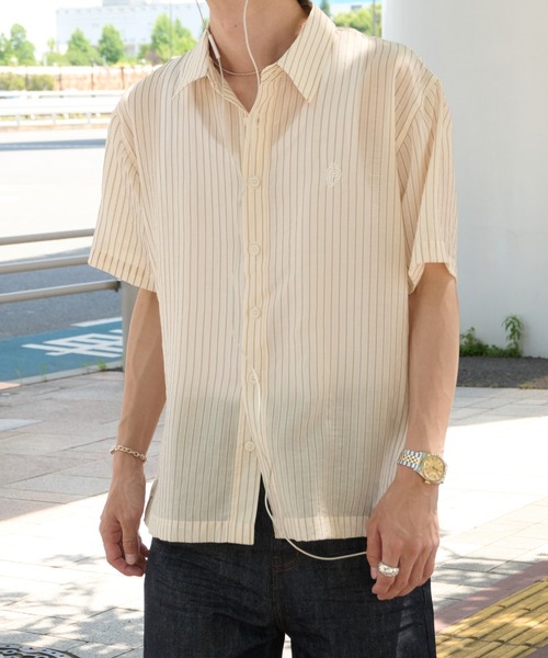 Sheer Stripe Short Sleeve Shirt — полупрозрачная полосатая рубашка с коротким рукавом